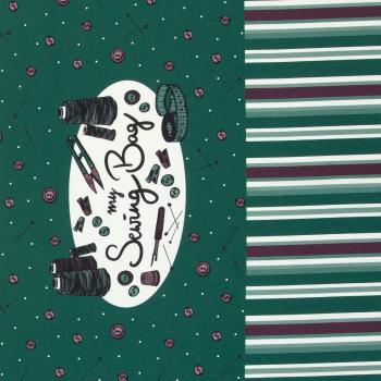 Preview: My Sewing Bag  by Käselotti Panel ca. 1,60 m Aubergine, Grün